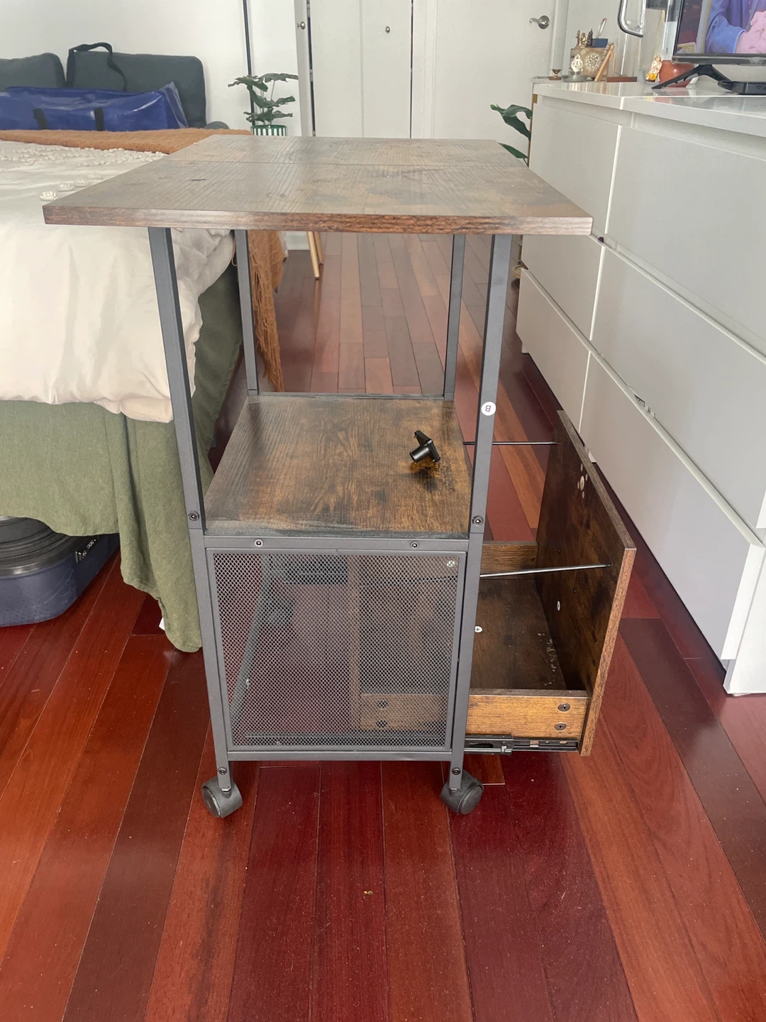 Rolling Side Table with Drawer - photo 3