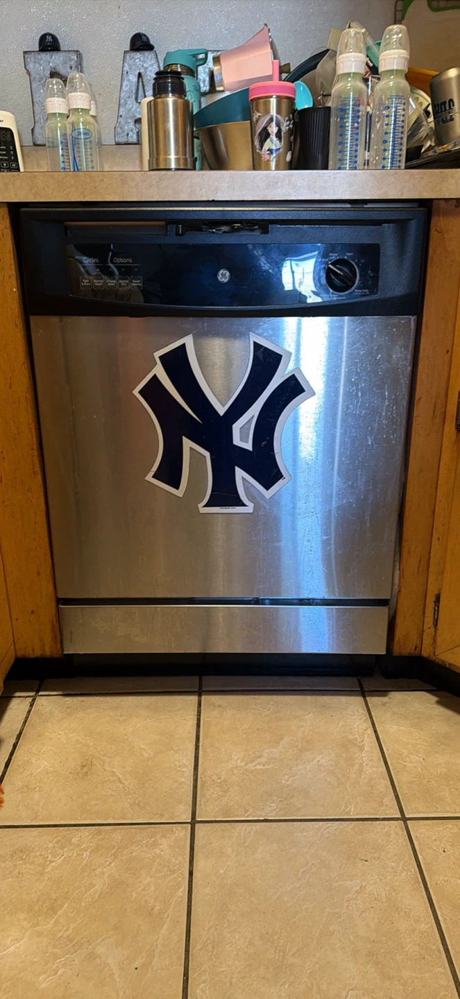 GE Dishwasher with New York Yankees Sticker