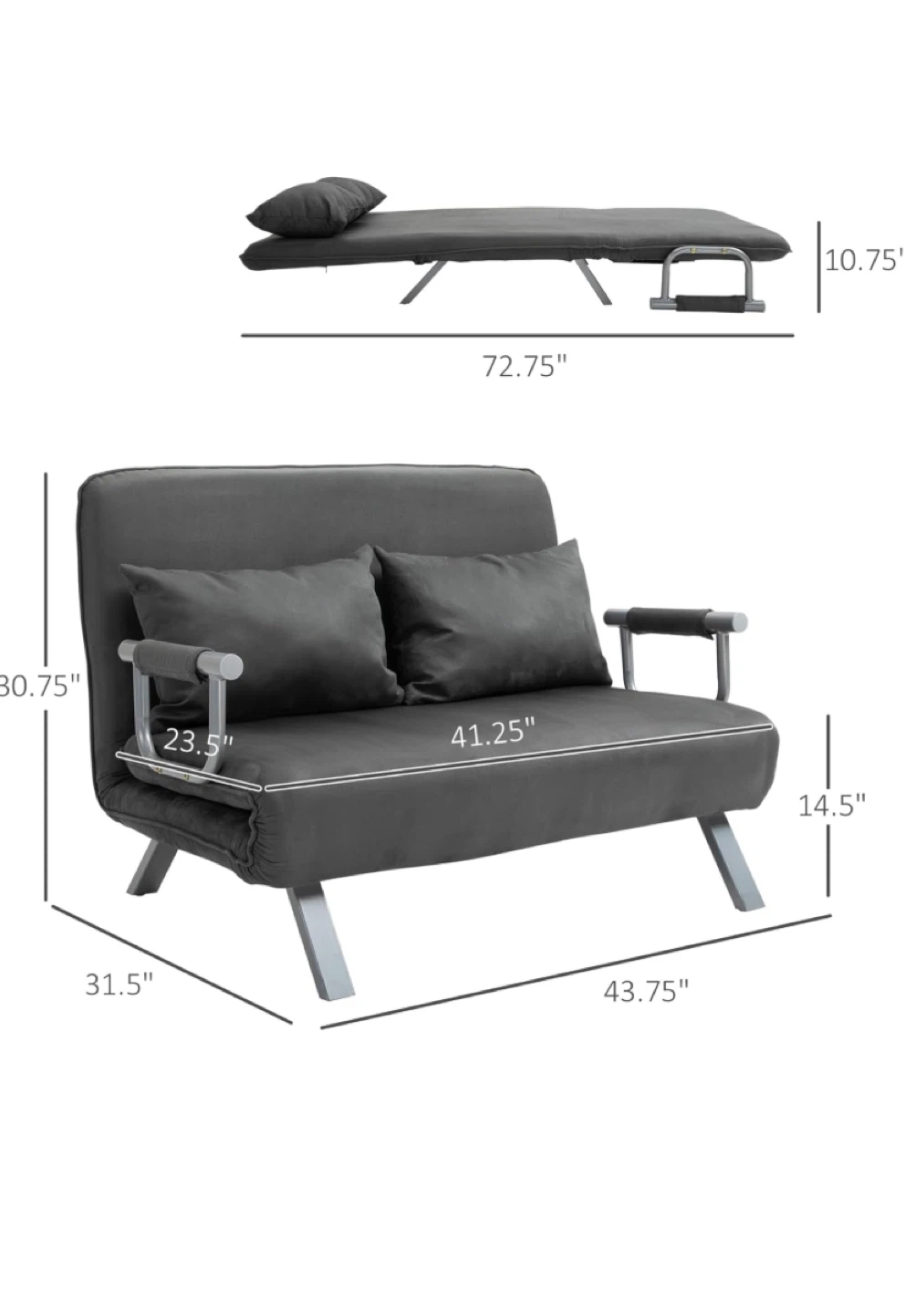 HOMCOM Convertible Futon Sofa Bed (CAN DELIVER) - photo 2