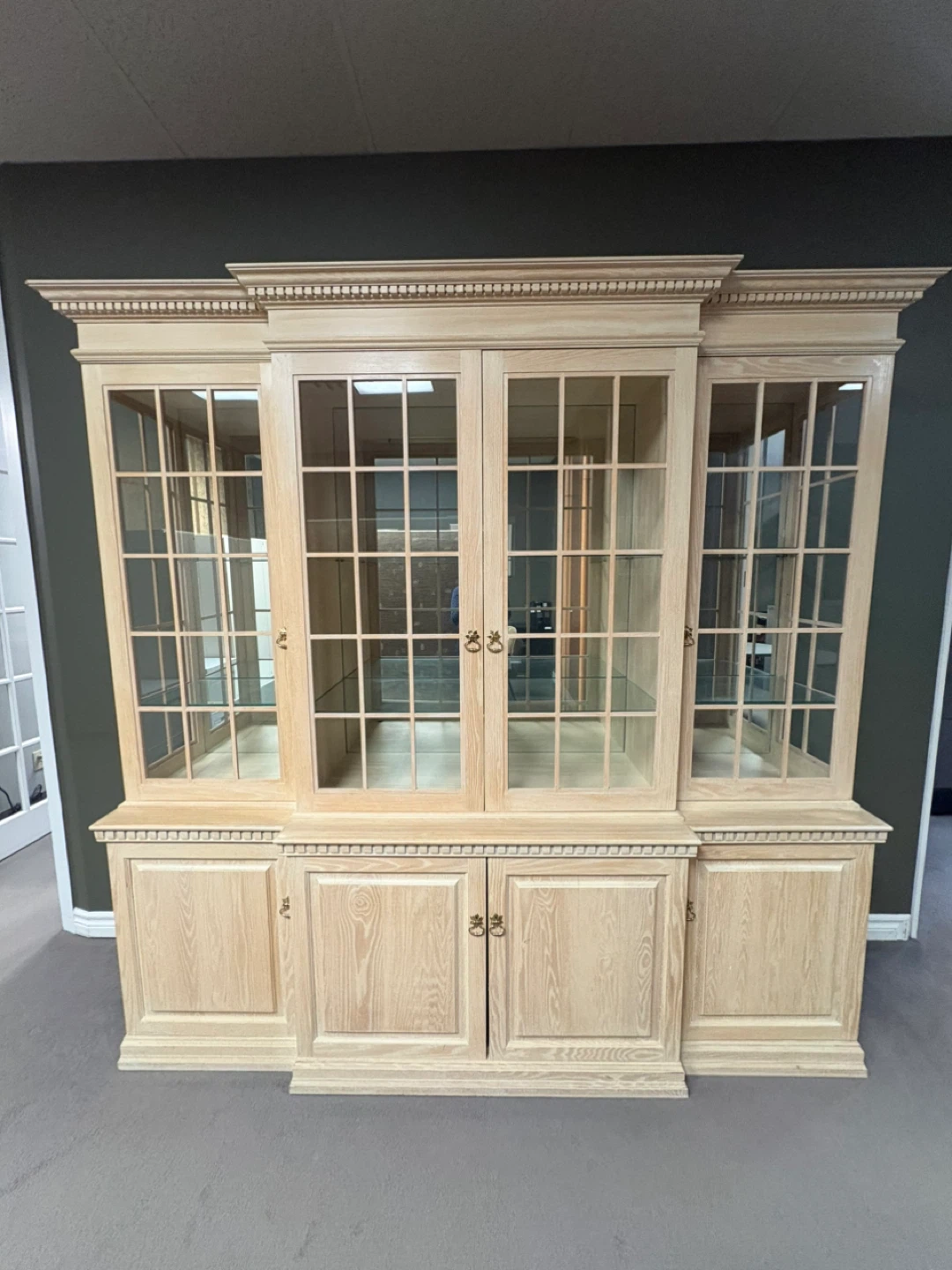 Glass Display Cabinet with Wooden Frame