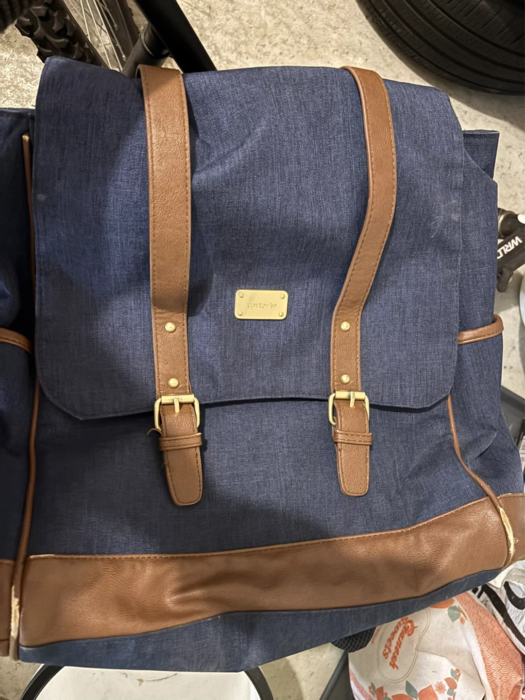 Carter's Blue Backpack with Brown Trim