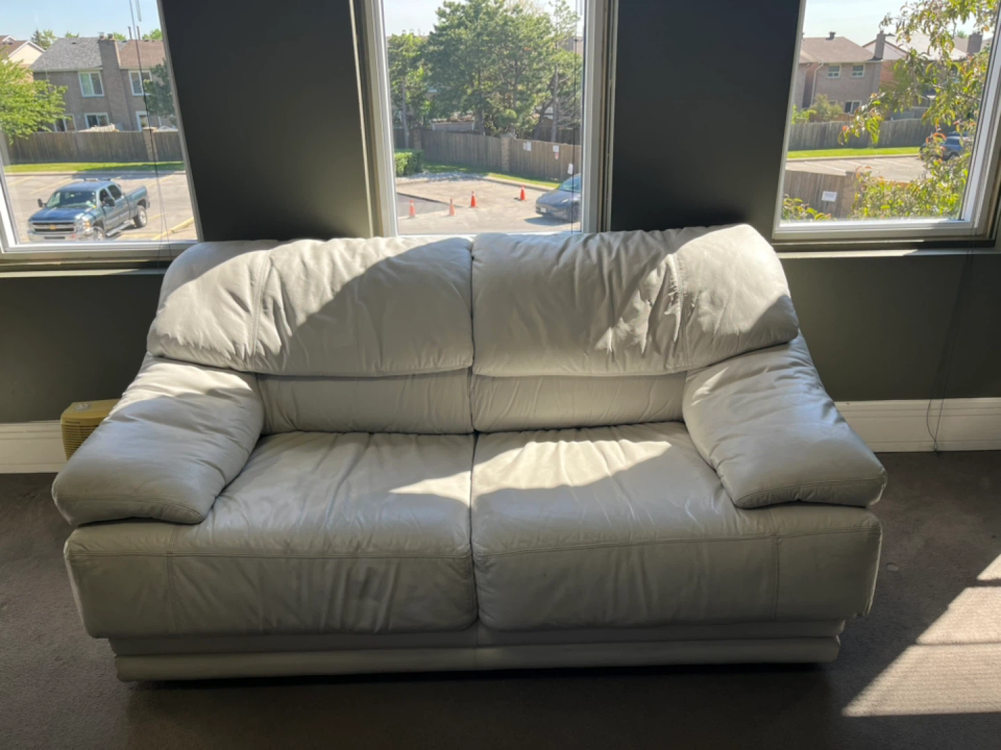 White Leather Loveseat Sofa