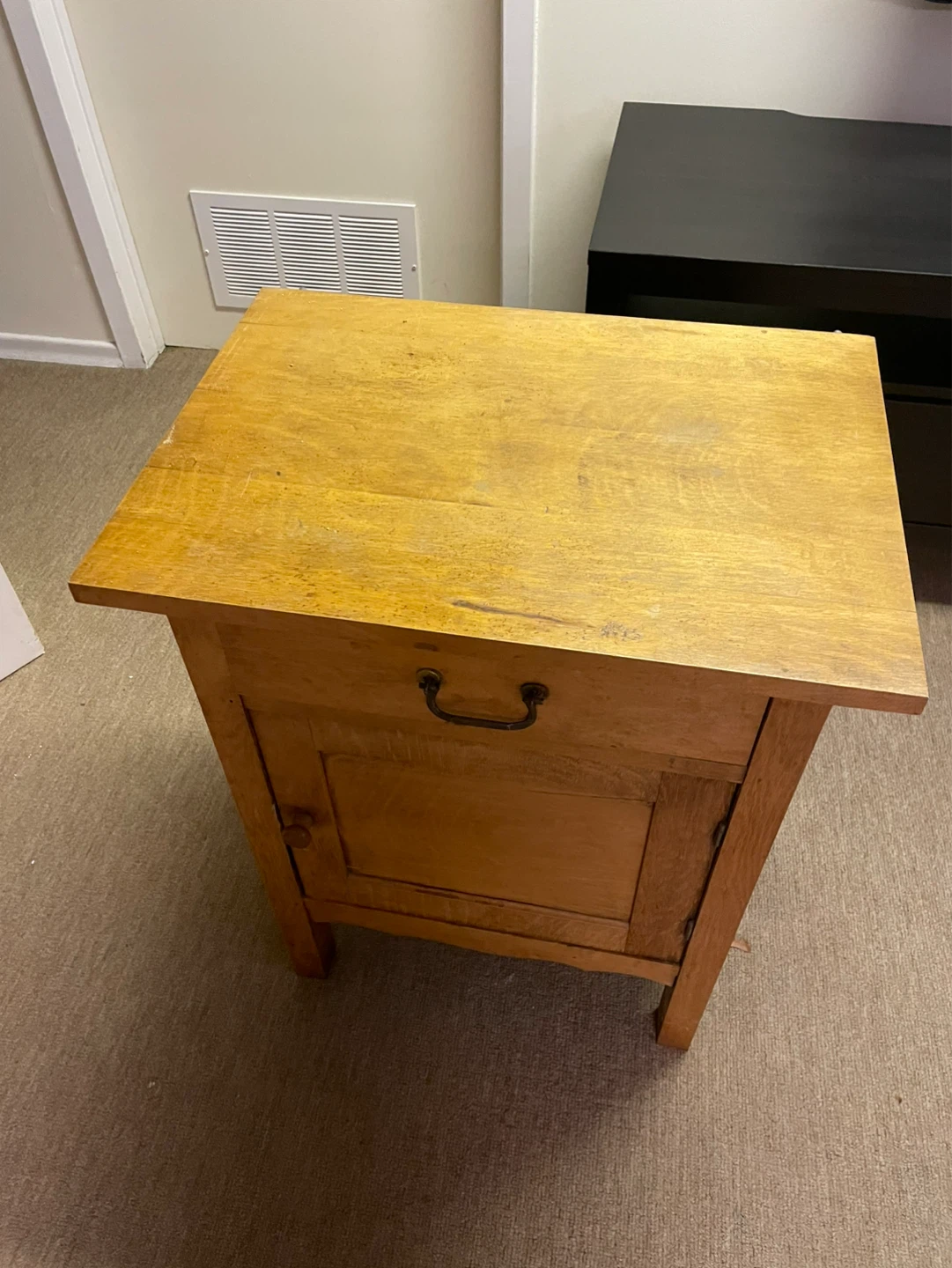 Antique Wooden Side Table with Drawer and Cabinet - photo 2