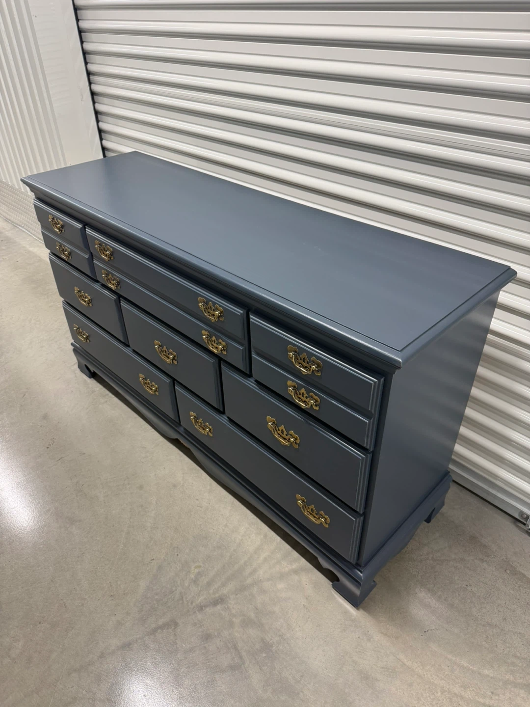 🚨Free Delivery NJ/NY Navy Blue Solid Wood Dresser- 8 Drawers - photo 2