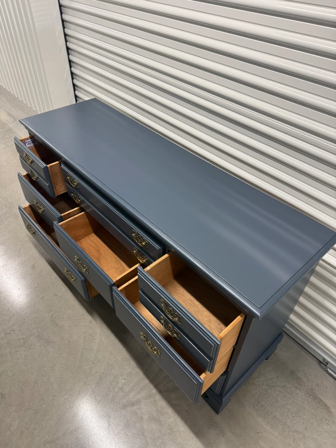 🚨Free Delivery NJ/NY Navy Blue Solid Wood Dresser- 8 Drawers - photo 4
