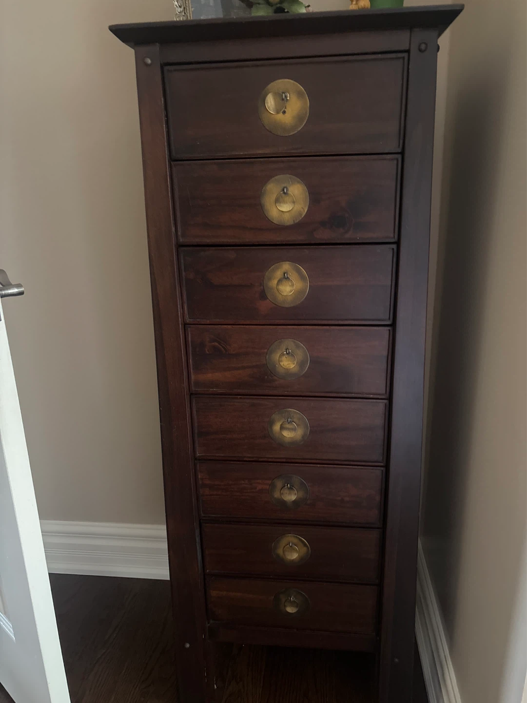 Tall Dark Wood Chest of Drawers