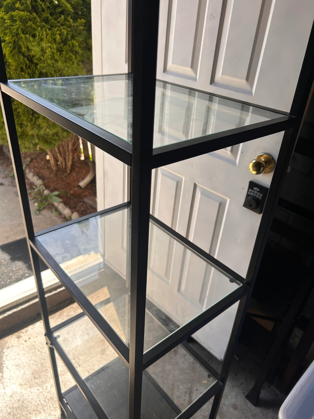 5 Tier Black Metal and Glass Shelf Unit