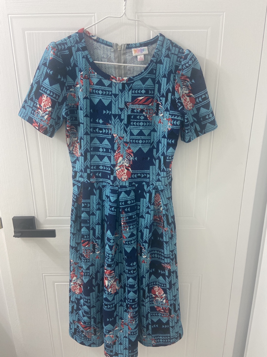 LuLaRoe Blue Geometric Print Dress