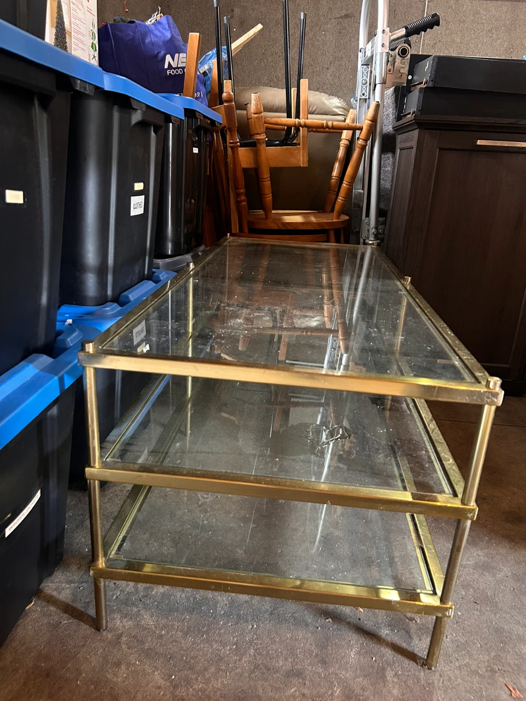 Glass and Brass Coffee Table - photo 2
