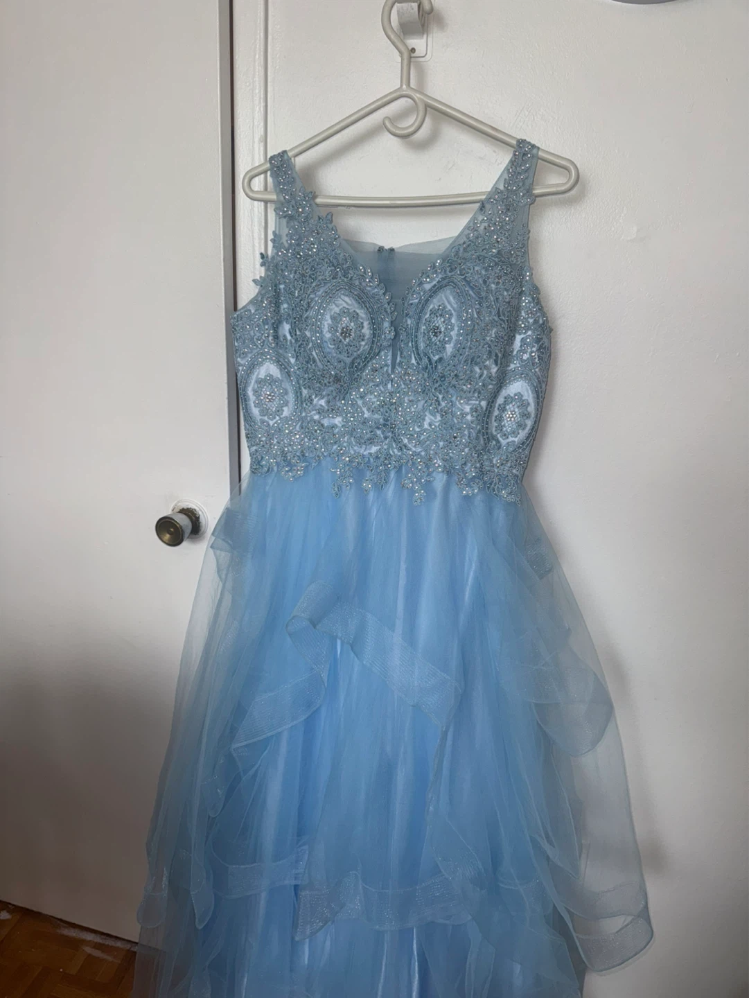 Light Blue Beaded Formal Dress
