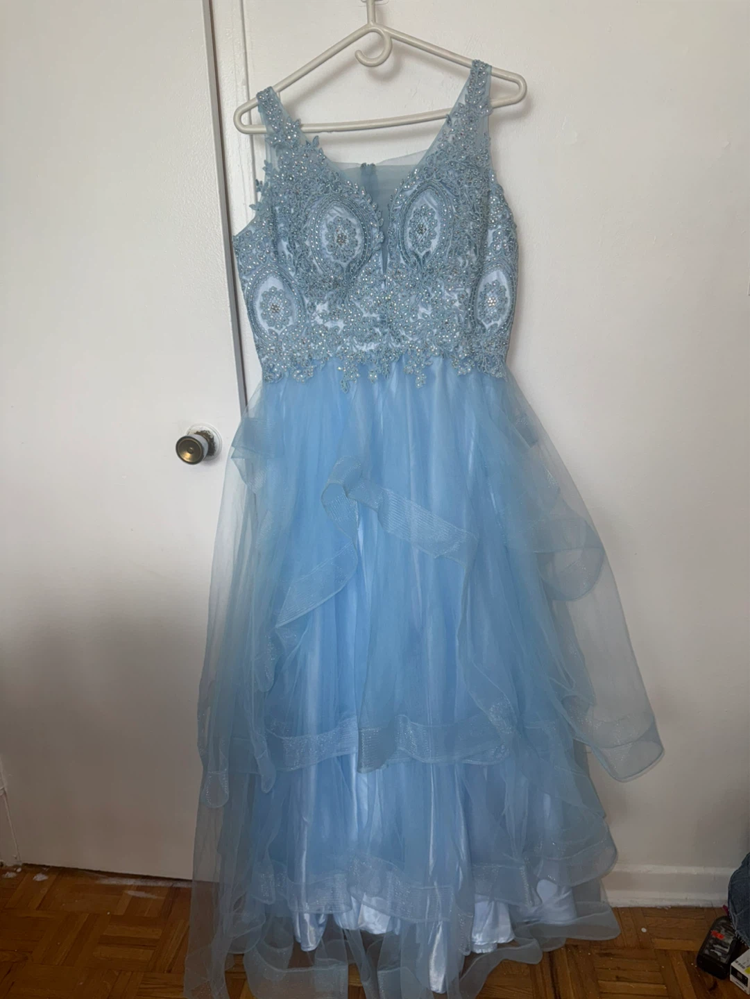 Light Blue Beaded Formal Dress - photo 2