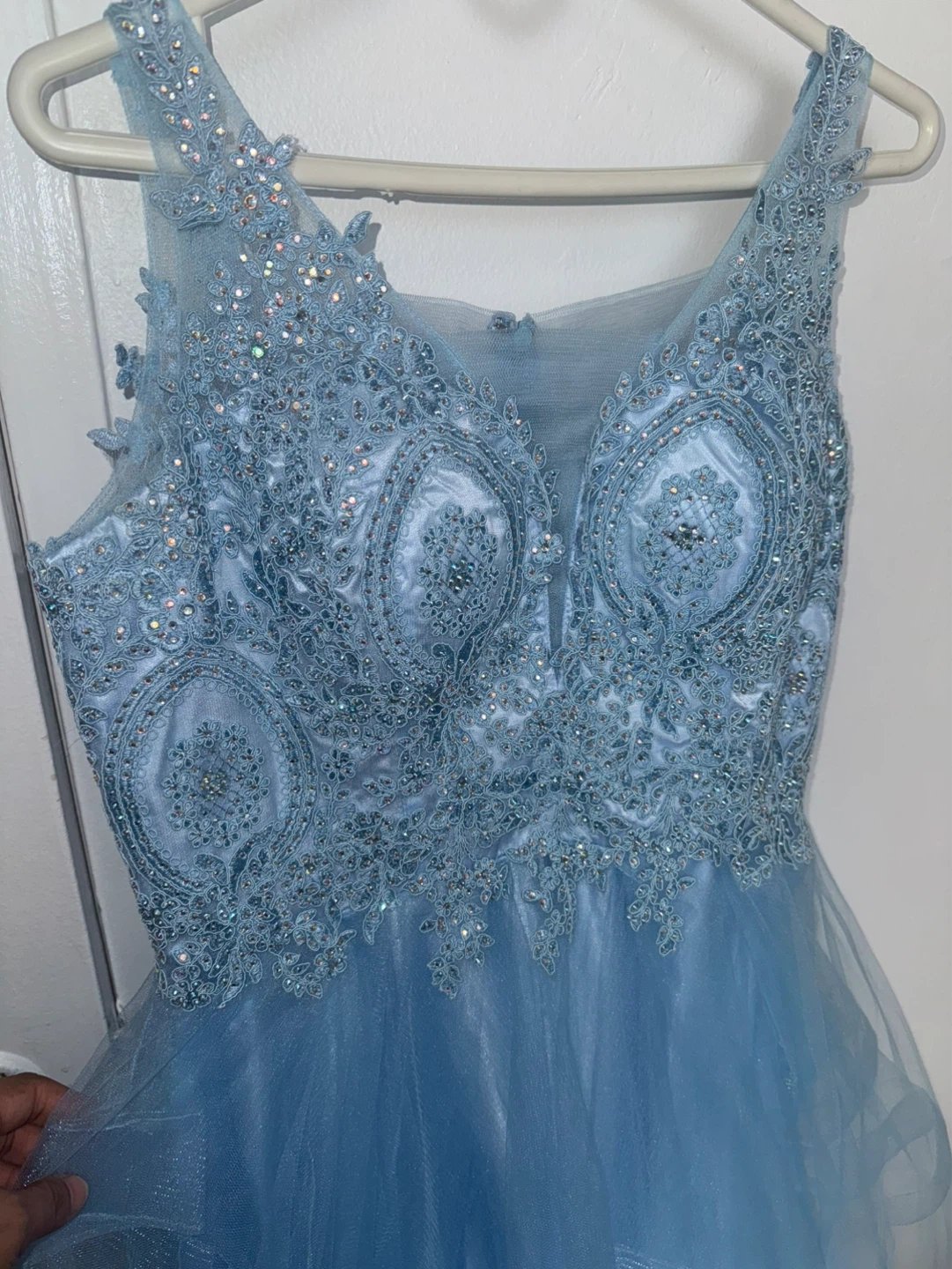 Light Blue Beaded Formal Dress - photo 3