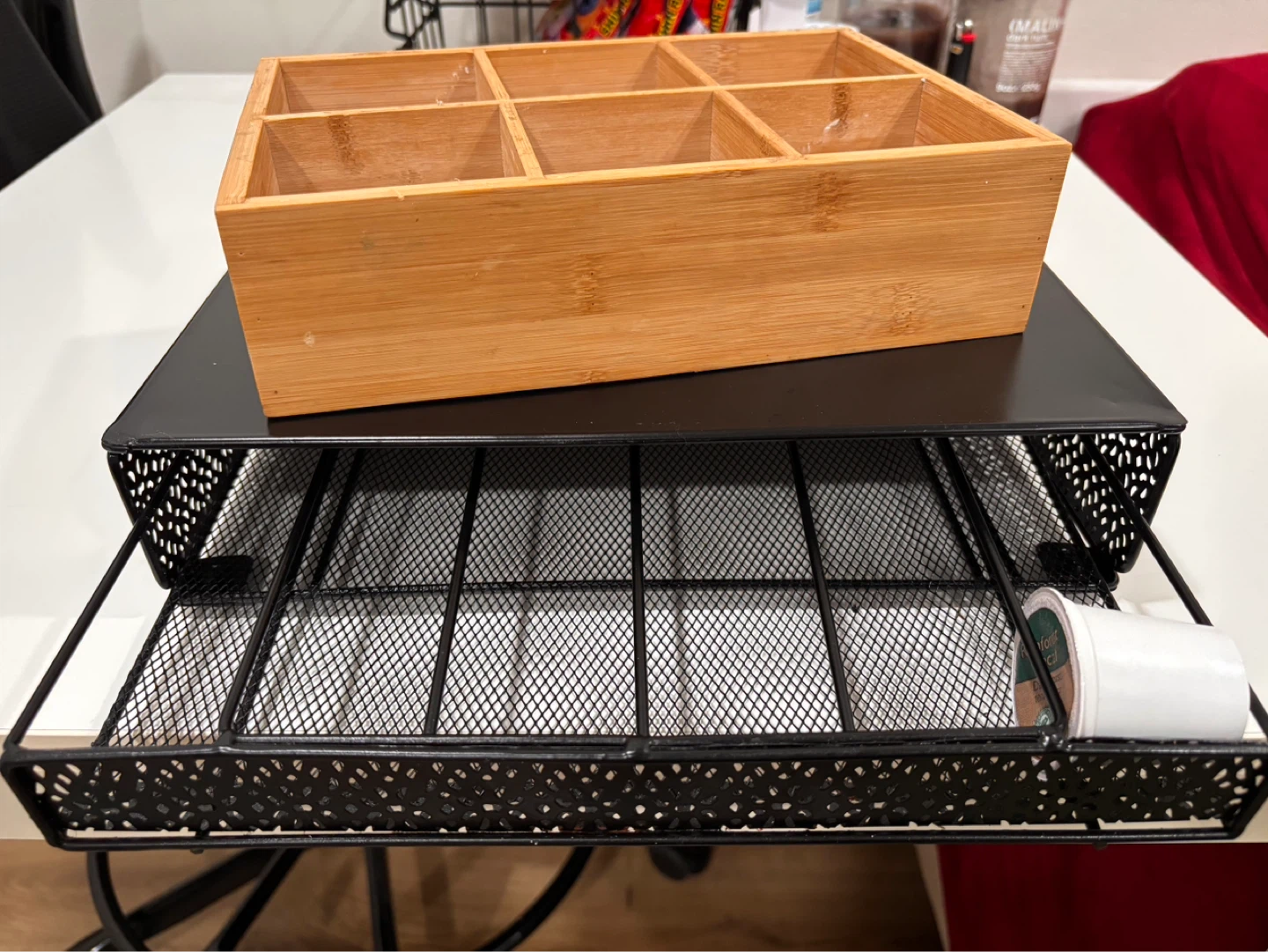 Coffee Pod Organizer with Bamboo tea organizer