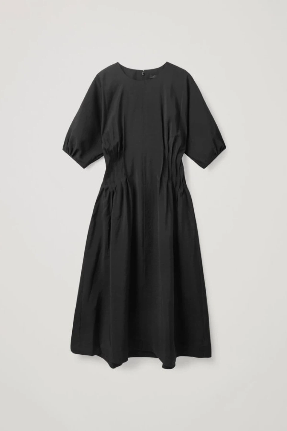 Cos black puff sleeve midi dress sz 36 - photo 2