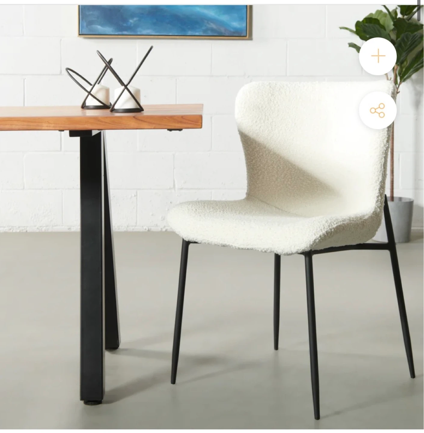 White Teddy Fabric Dining Chair