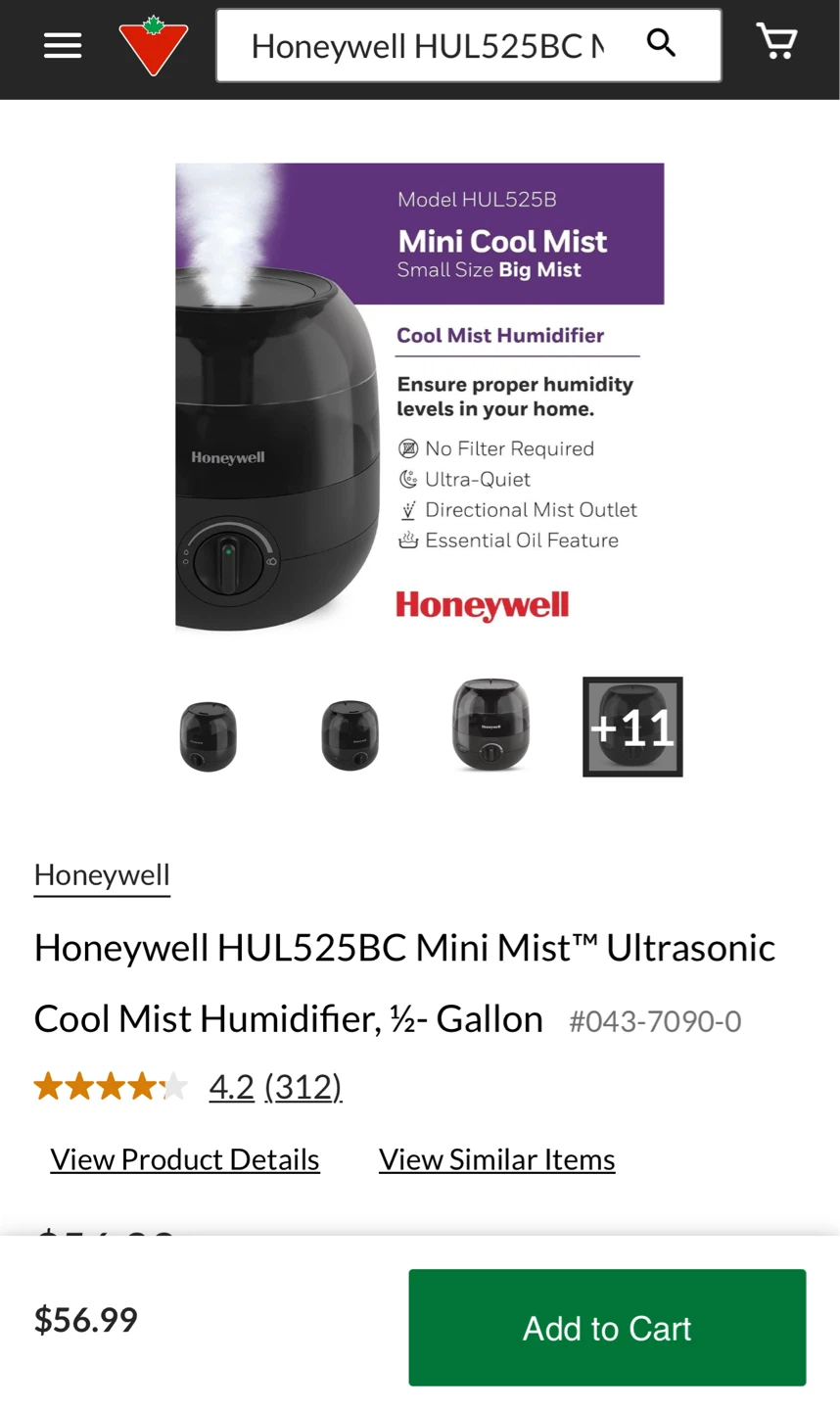 Honeywell Mini Mist Ultrasonic Humidifier – Used Once, Like New - photo 3