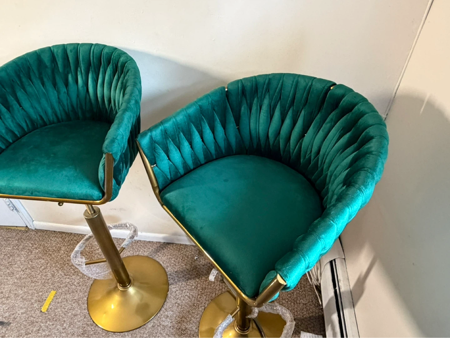 Emerald Velvet Gold Bar Stools (Set of 2) - photo 2