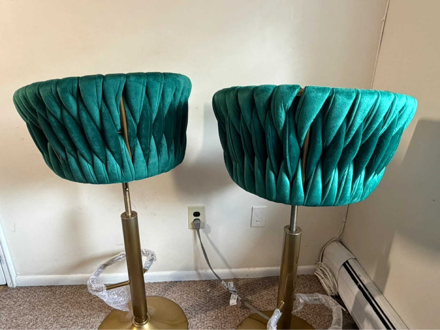 Emerald Velvet Gold Bar Stools (Set of 2) - photo 4