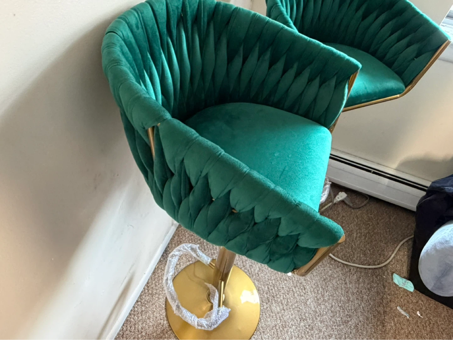 Emerald Velvet Gold Bar Stools (Set of 2) - photo 3