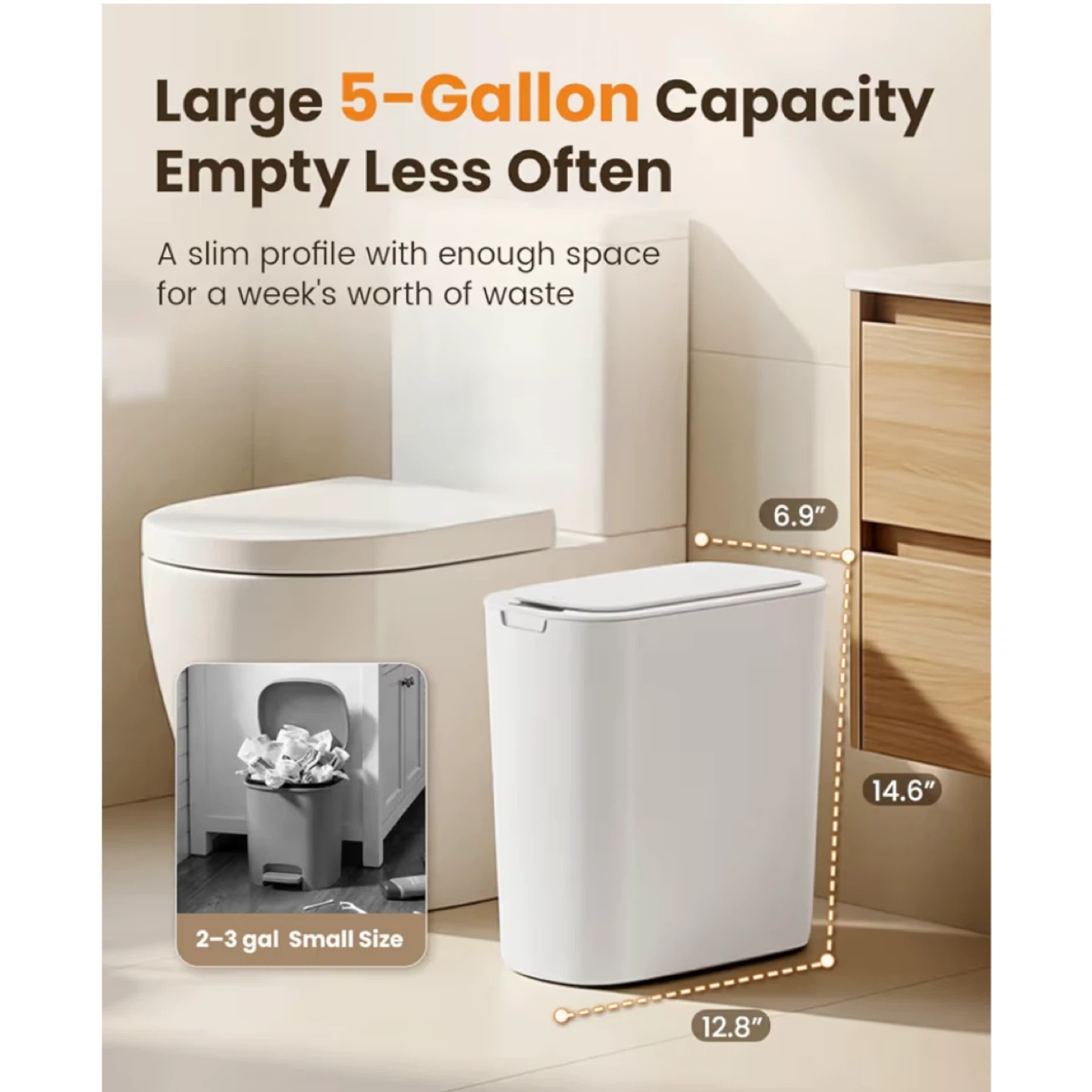 Cesun Motion Sensor Trash Can – 5 Gallon / Touchless Smart Lid - photo 4