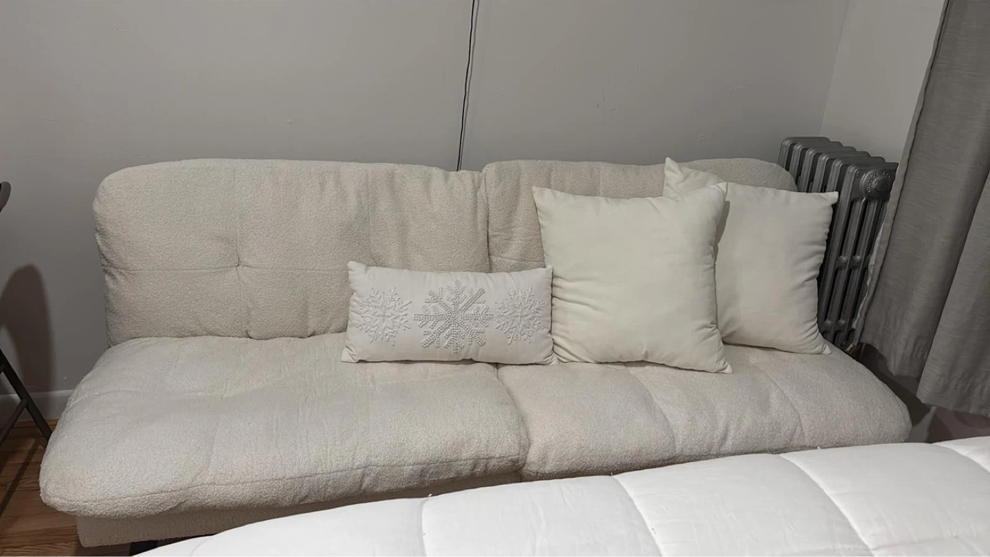 Cream Tufted Futon Sofa