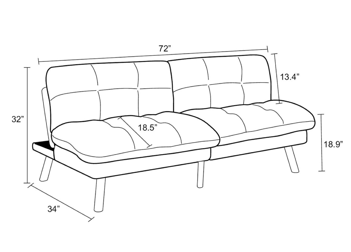 Cream Tufted Futon Sofa - photo 3