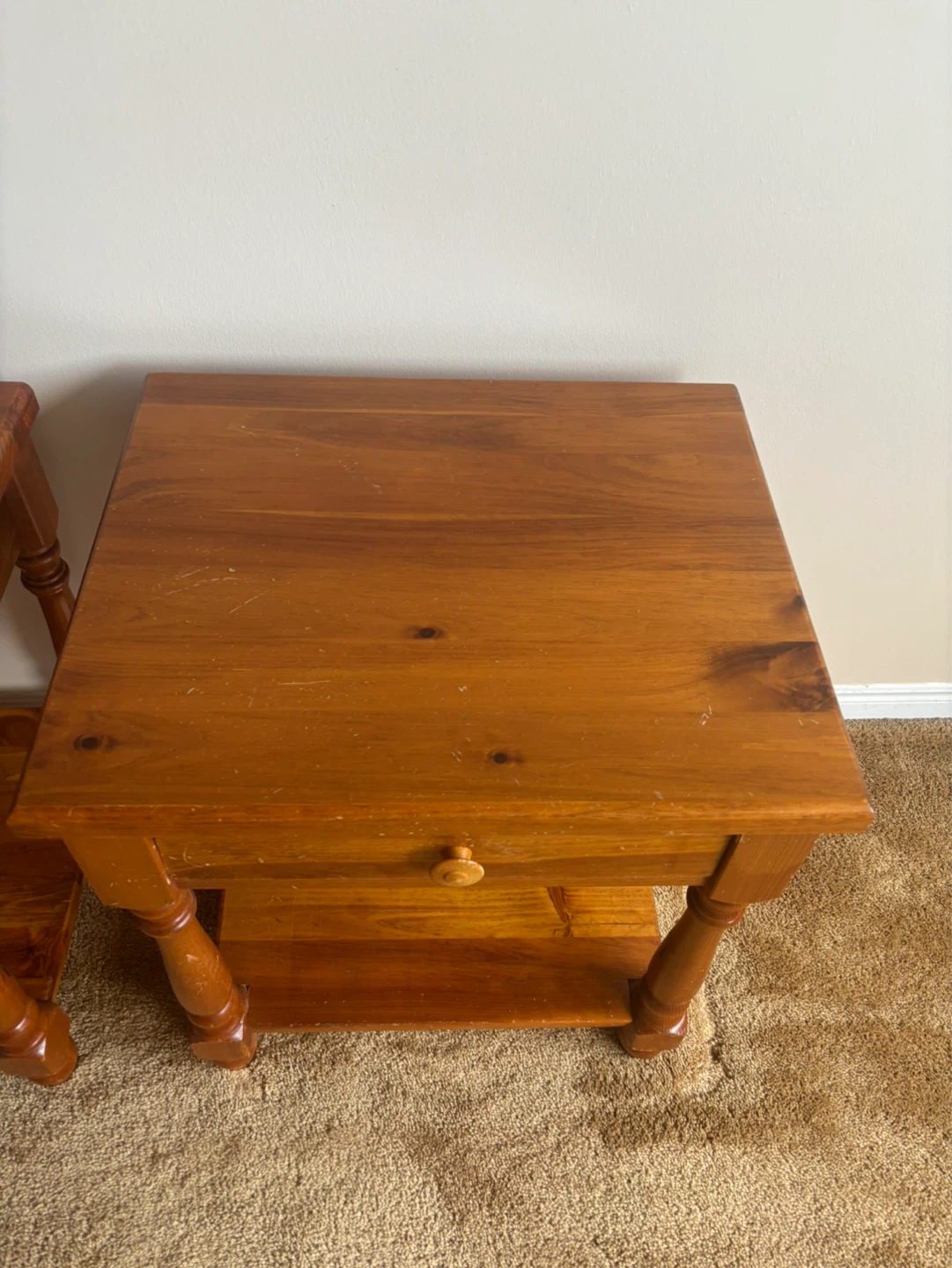 Solid Wooden End Tables With Drawers - photo 4