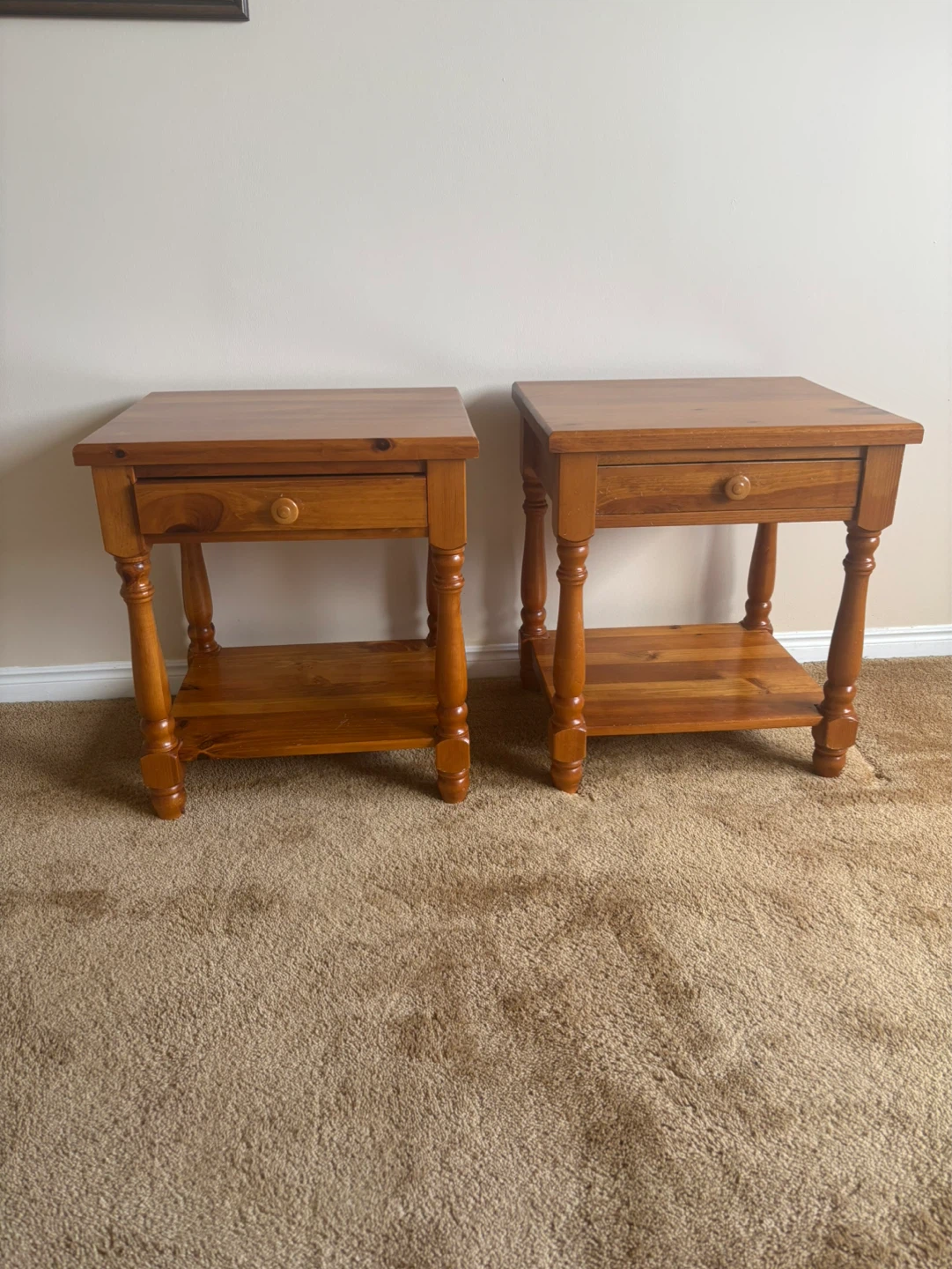 Solid Wooden End Tables With Drawers