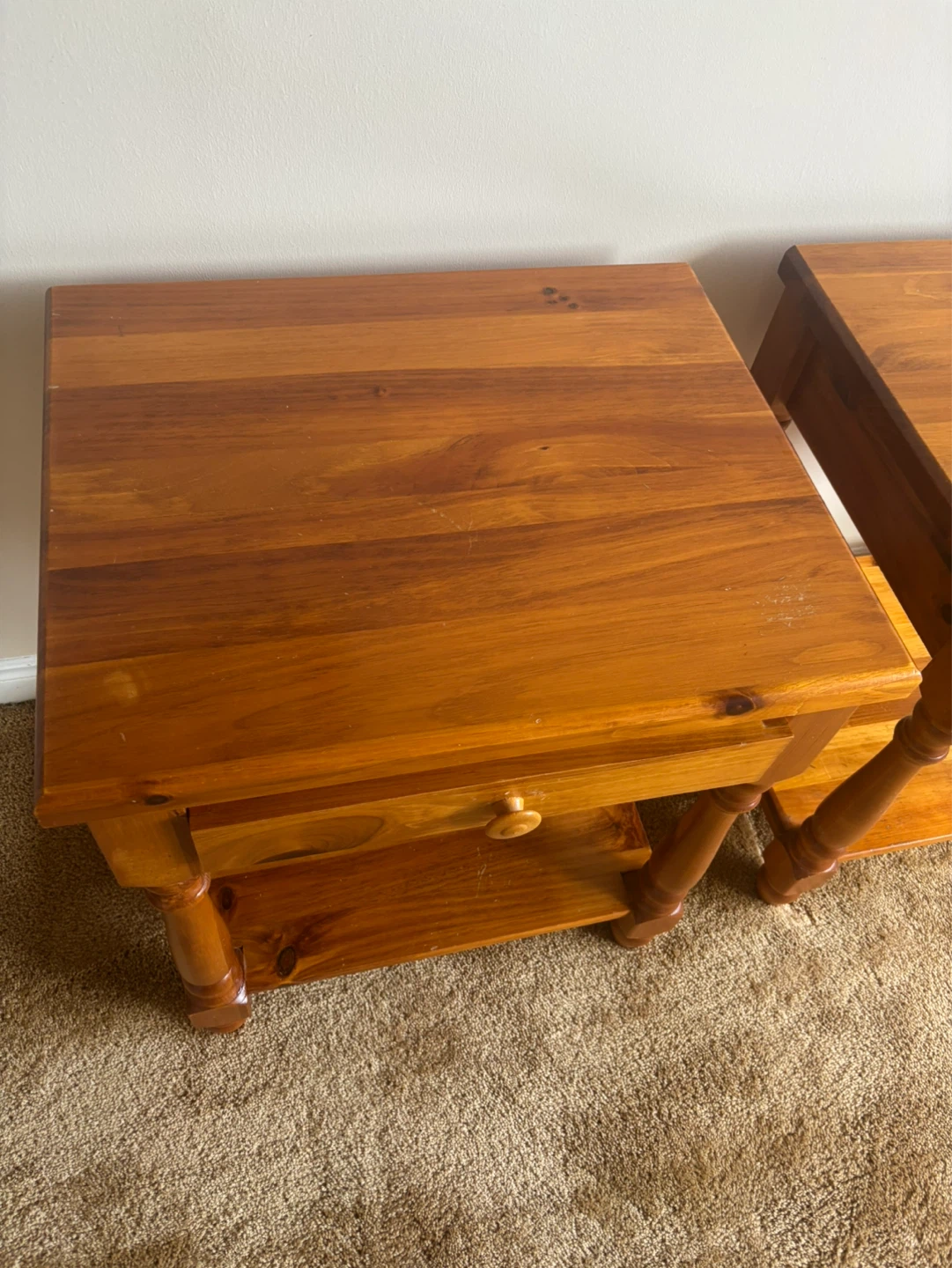 Solid Wooden End Tables With Drawers - photo 3