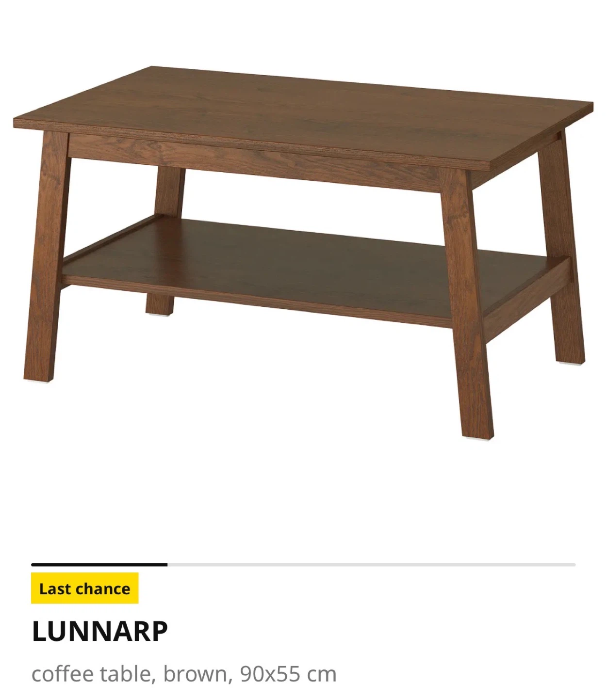IKEA LUNNARP Coffee Table - Brown 90x55 cm