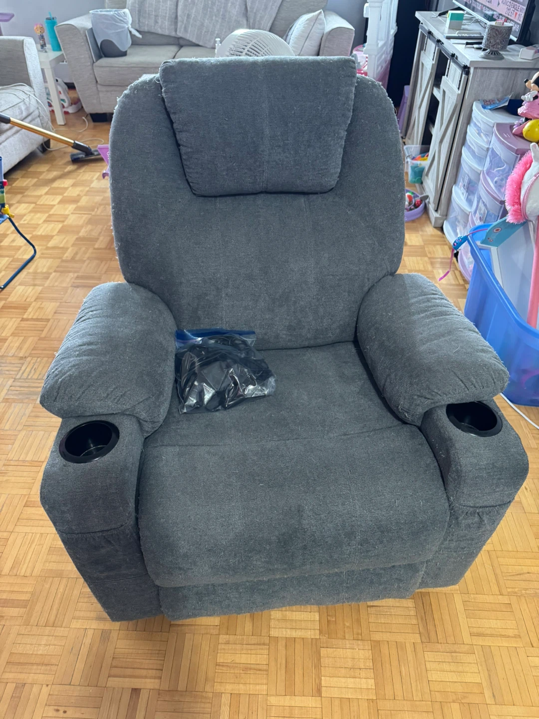 Grey Power Lift Recliner with Heat and USB