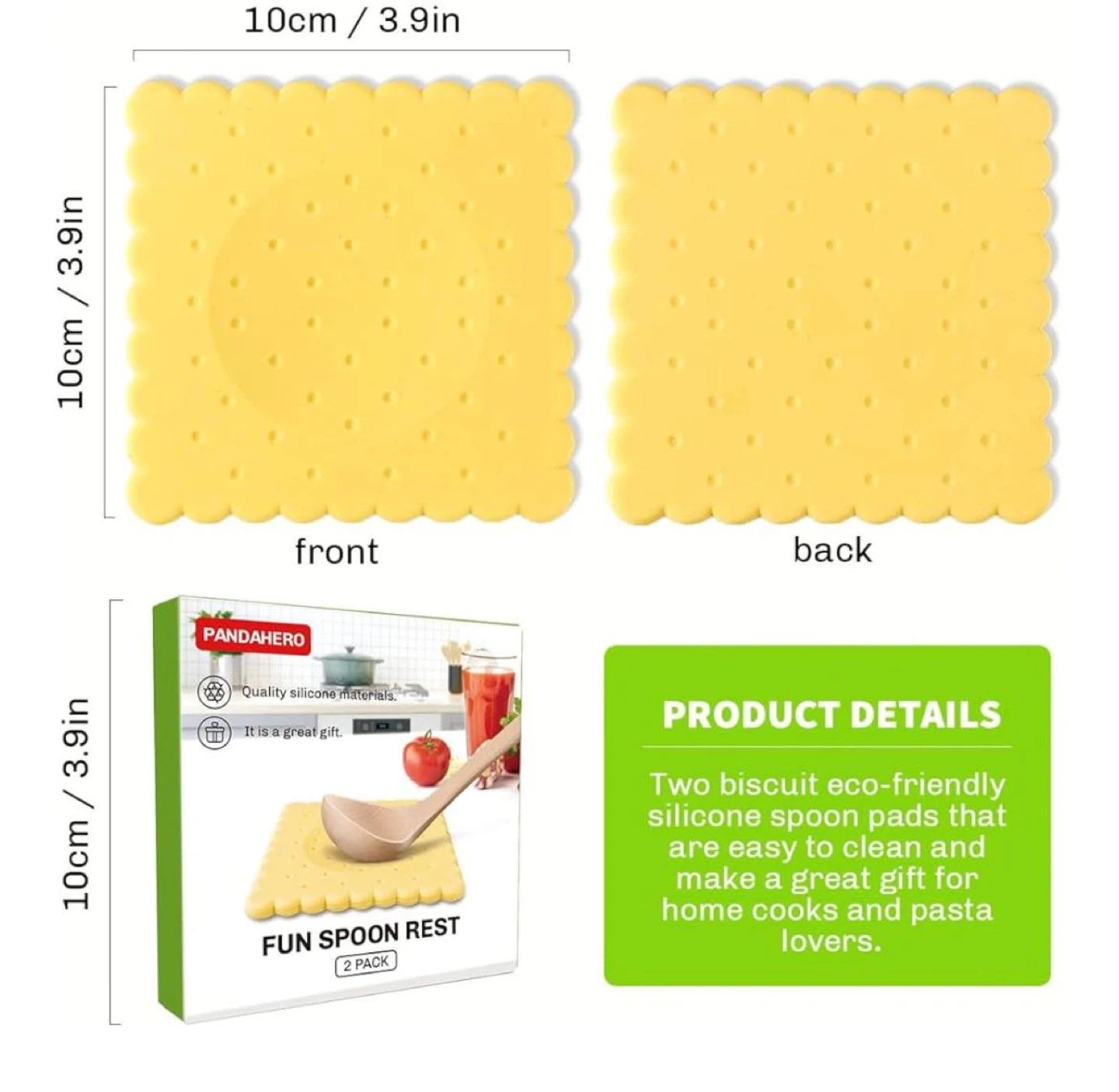 Pandahero Fun Spoon Rest 2 Pack Yellow Silicone - photo 2