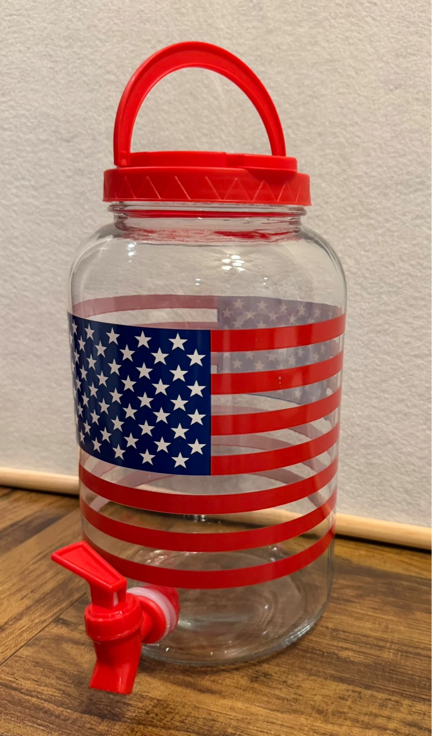 Glass Sun Tea Beverage Dispenser with American Flag Design - photo 5