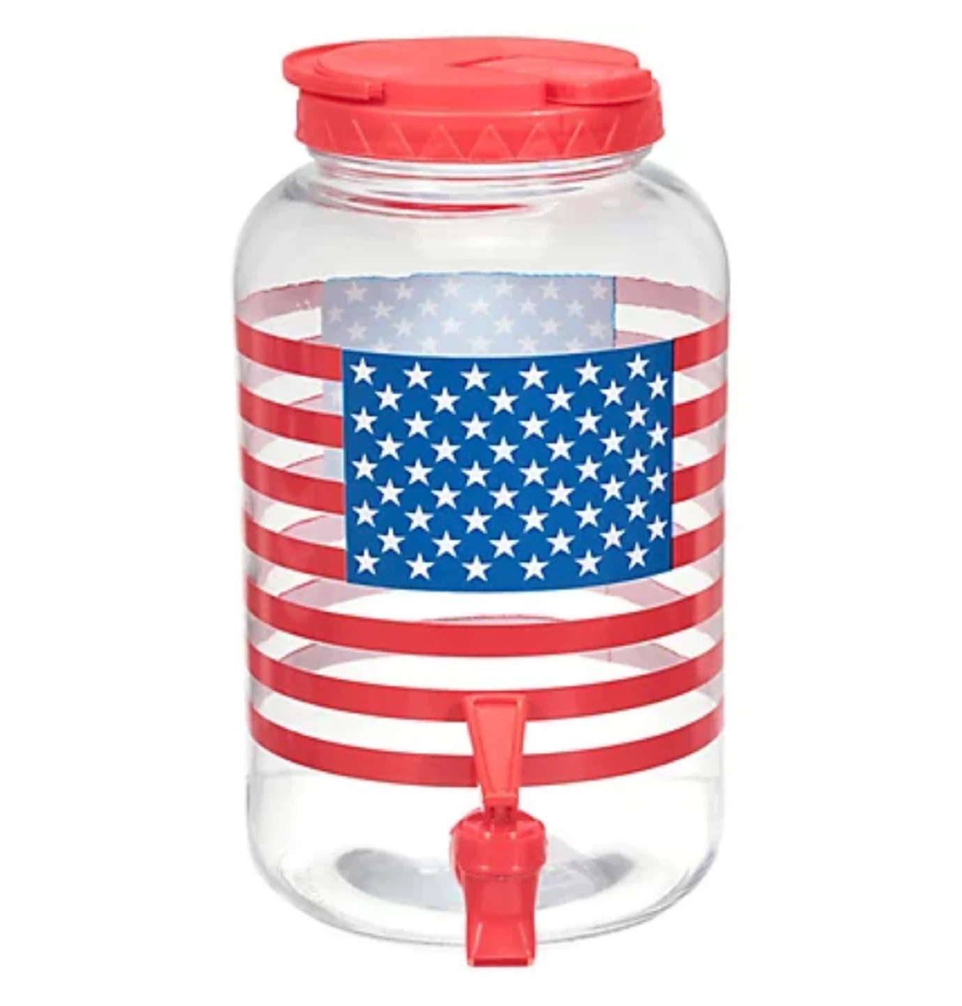 Glass Sun Tea Beverage Dispenser with American Flag Design