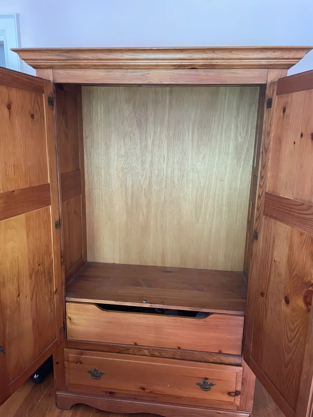 Antique Solid Wood Wardrobe with Drawer - photo 2