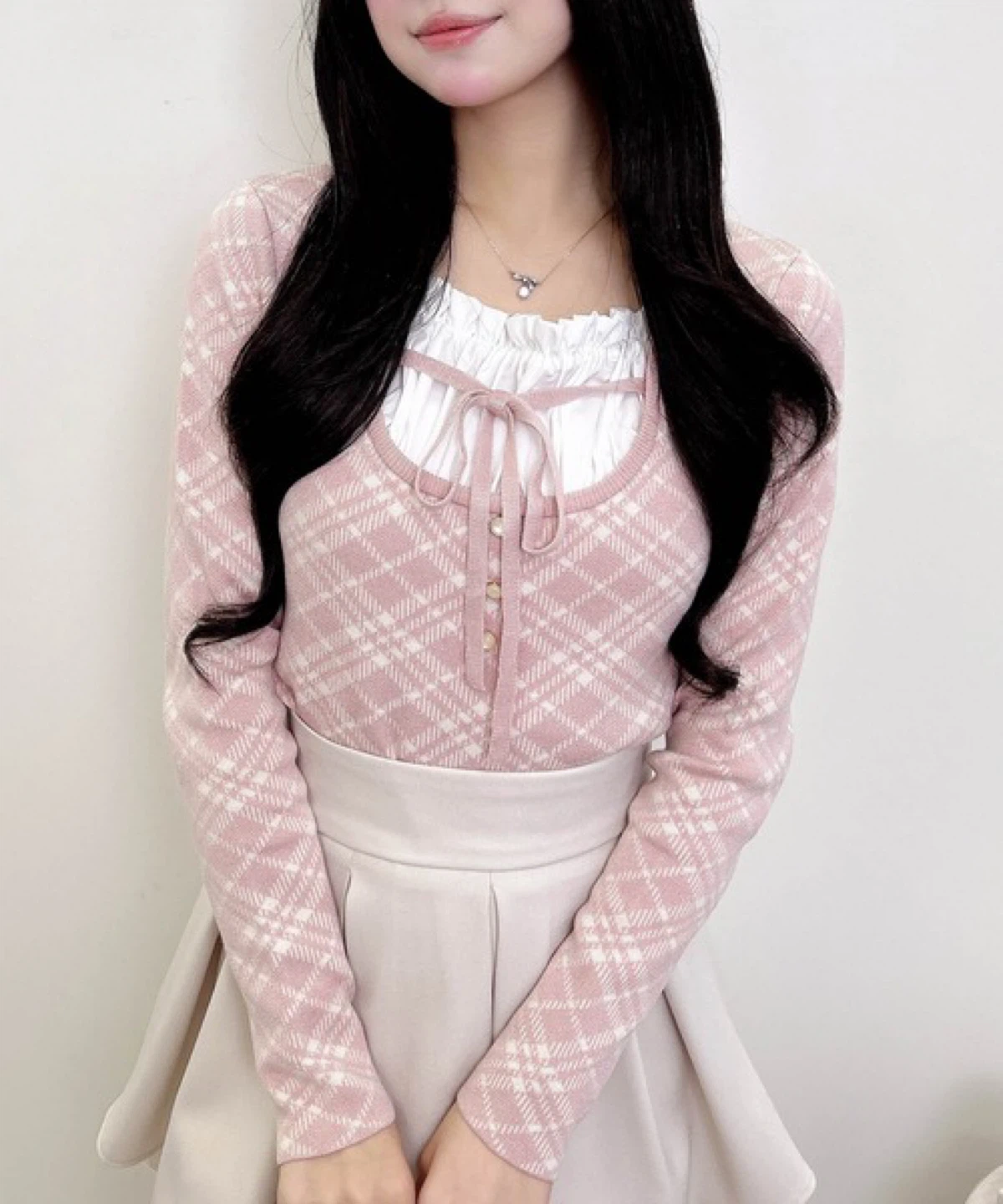 INGNI Pink Argyle Knit Top - Size M