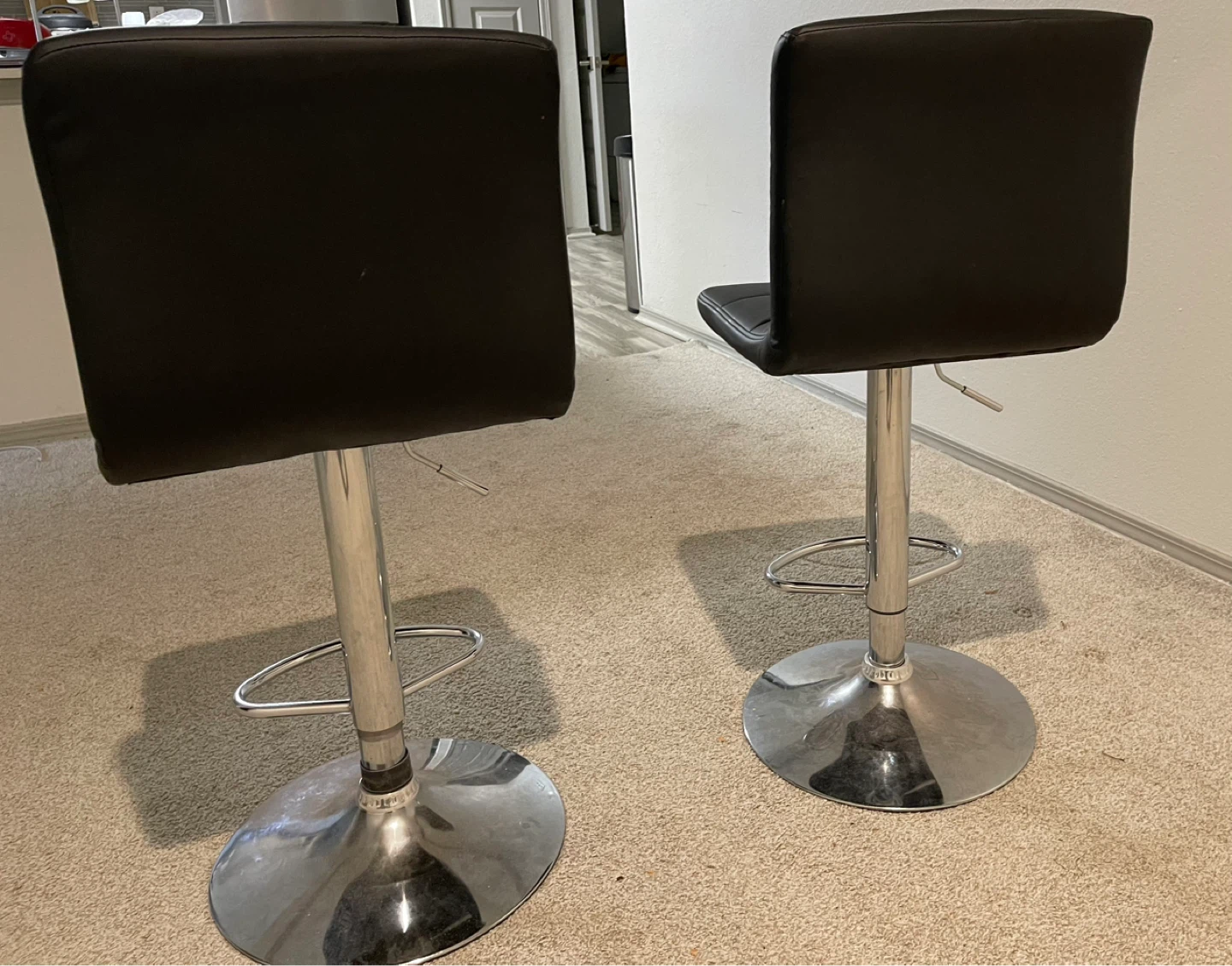 Set of 2 Black Faux Leather Bar Stools - photo 2