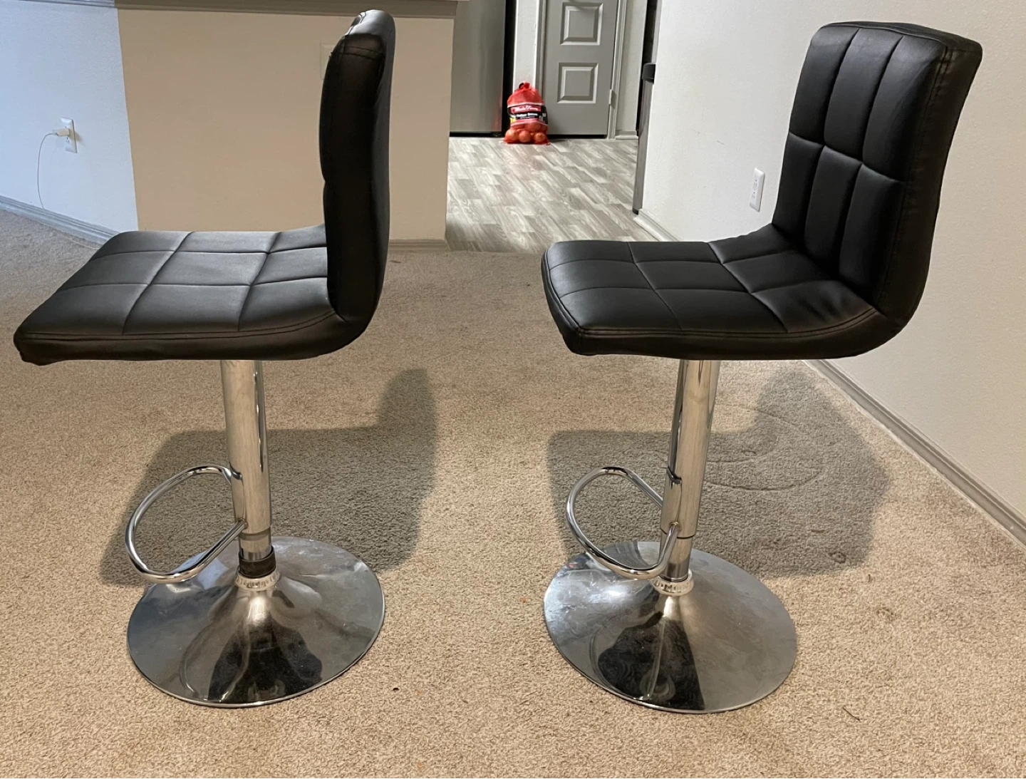 Set of 2 Black Faux Leather Bar Stools - photo 3