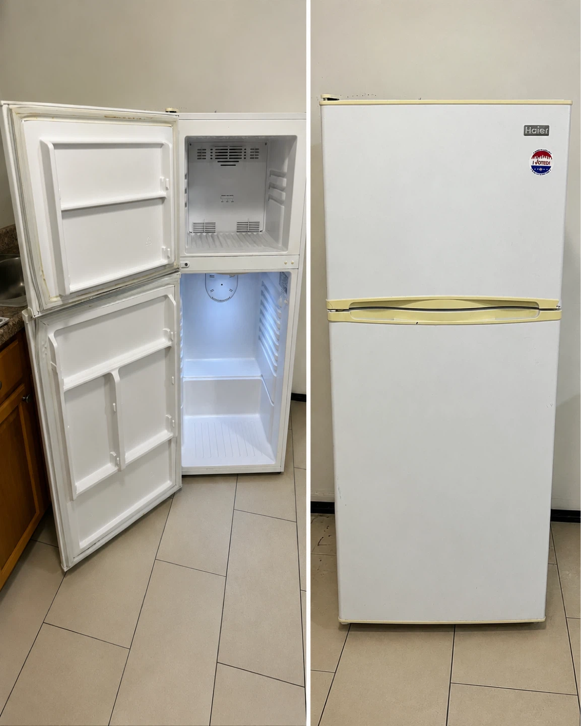 Haier White Two-Door Compact Refrigerator