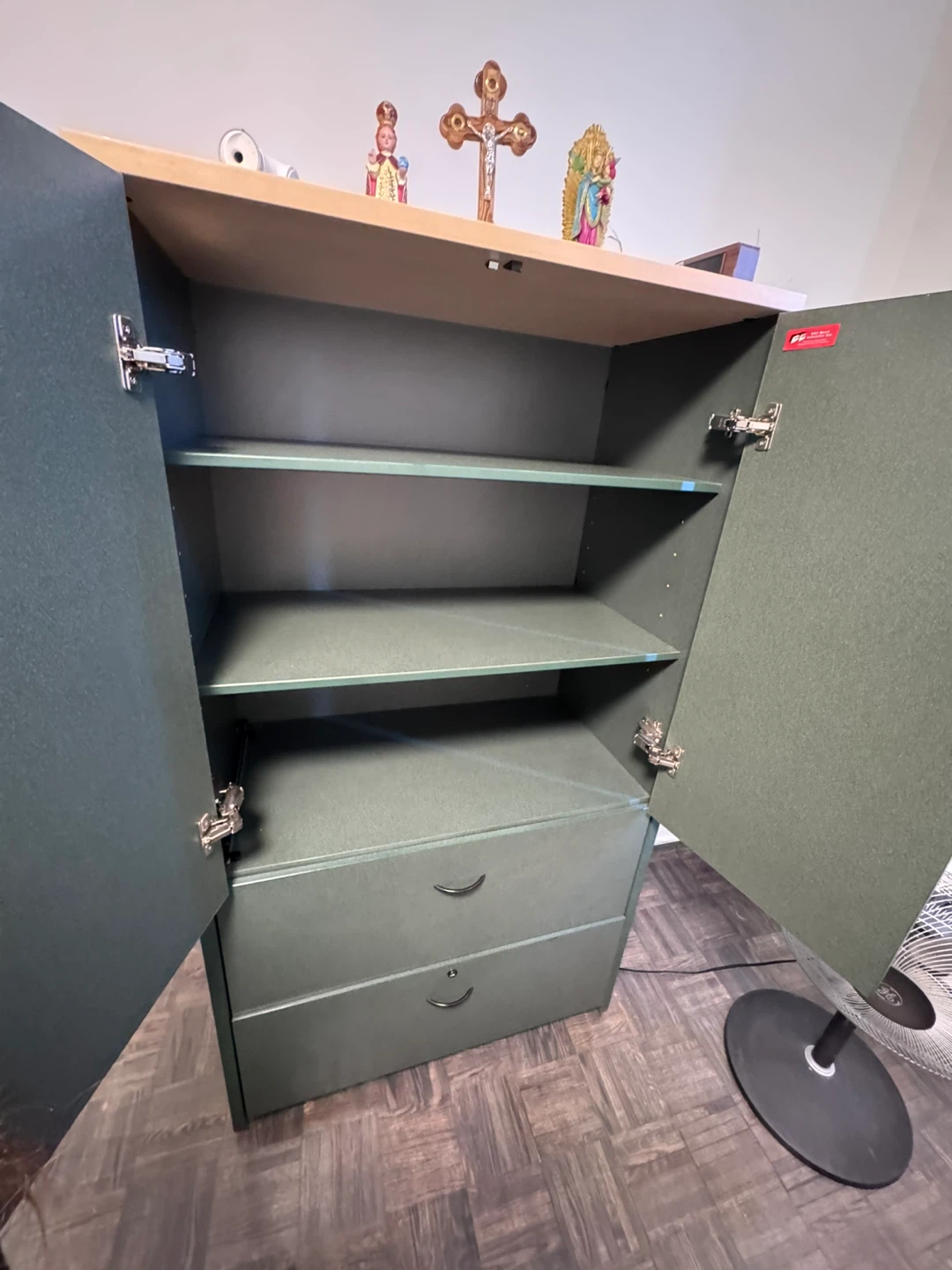 Dark Olive Green Office Cabinet with Lockable Doors and Drawers - photo 2