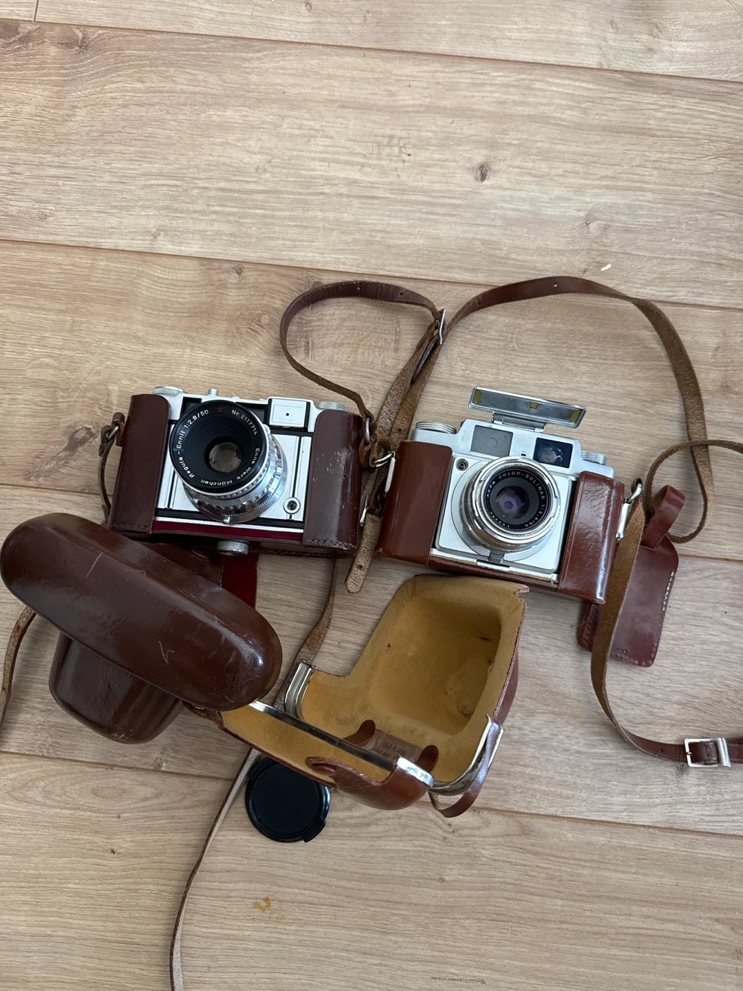 Agfa Ambi-Silette & Regula Cameras with Leather Cases