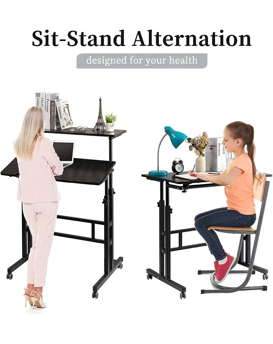 31.5" Mobile Stand Up Desk - Adjustable Height Rolling Table - photo 4