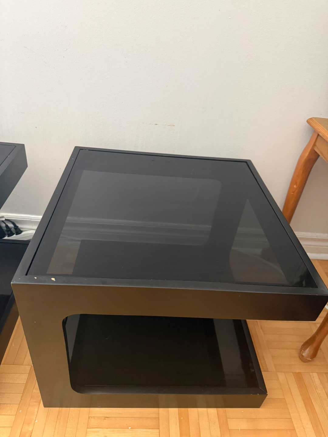 Black End Tables with Glass Tops (Set of 2) - photo 2