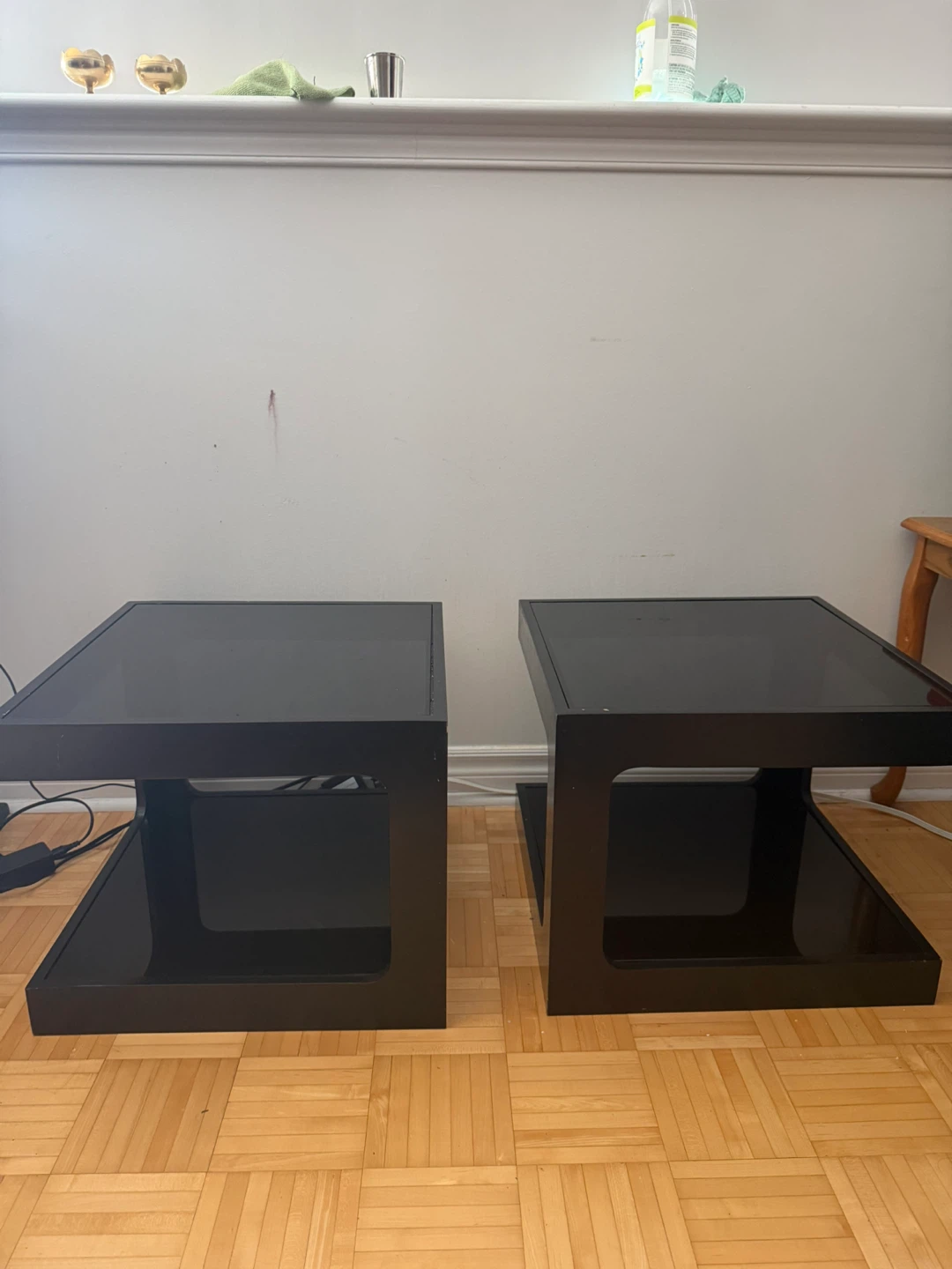 Black End Tables with Glass Tops (Set of 2) - photo 3