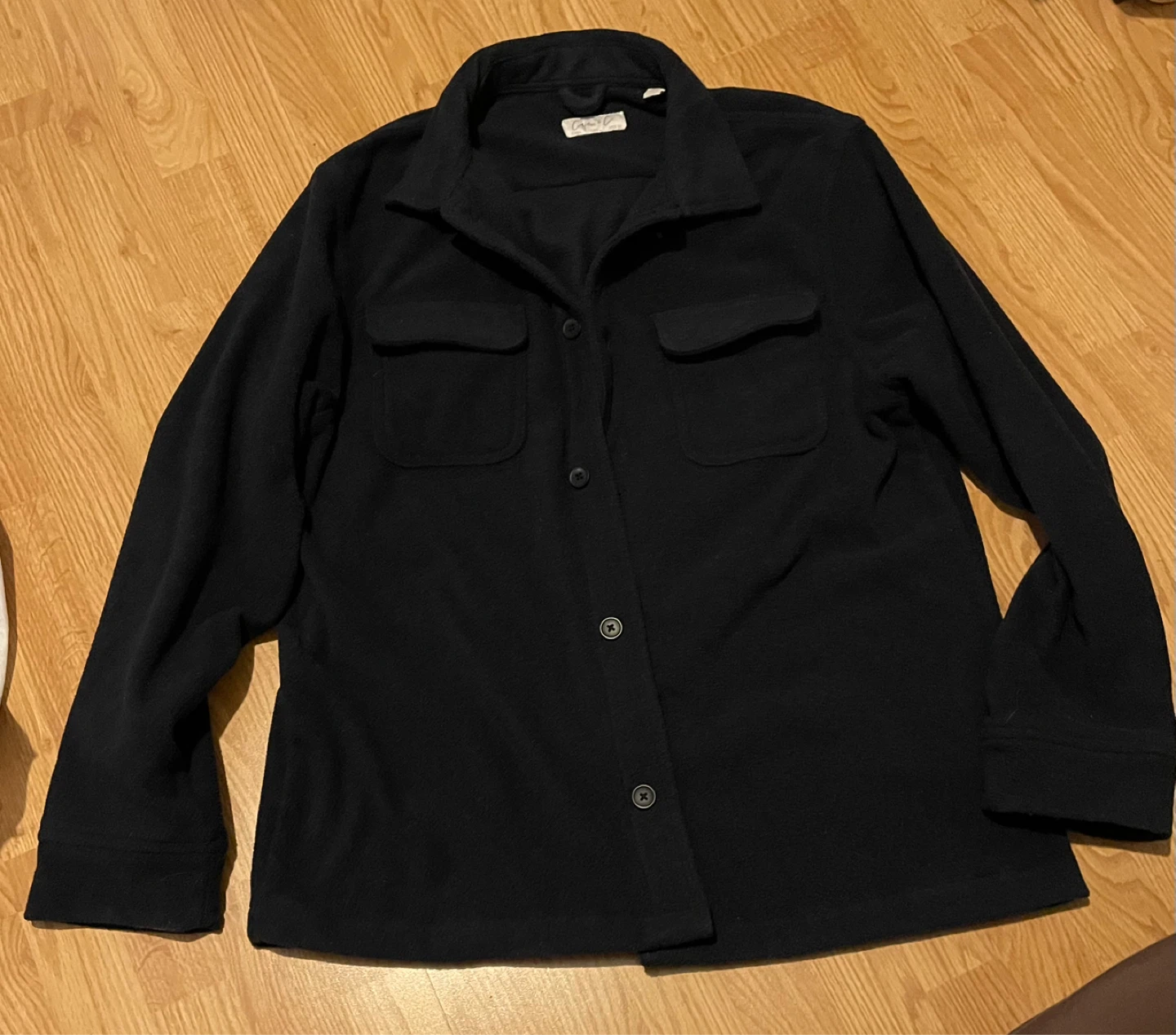 Fleece Shirt Jacket Black Mens Size Large