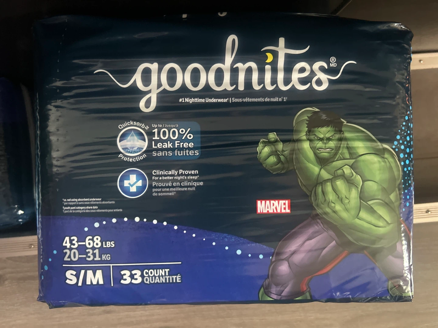GoodNites Boys' S/M Nighttime Underwear with Hulk Design