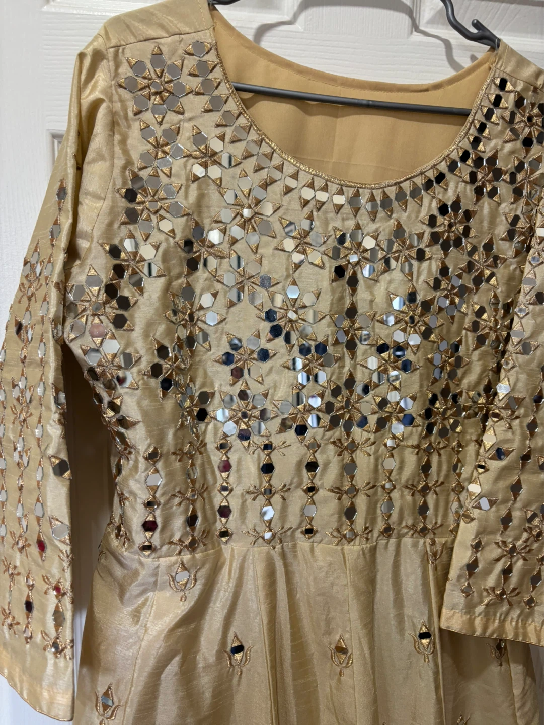 Gold Mirror Work Anarkali Dress - photo 3