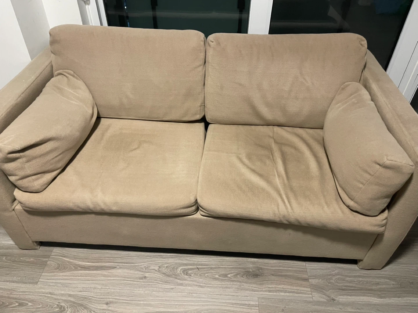 Beige 2-Seater Sofa Bed
