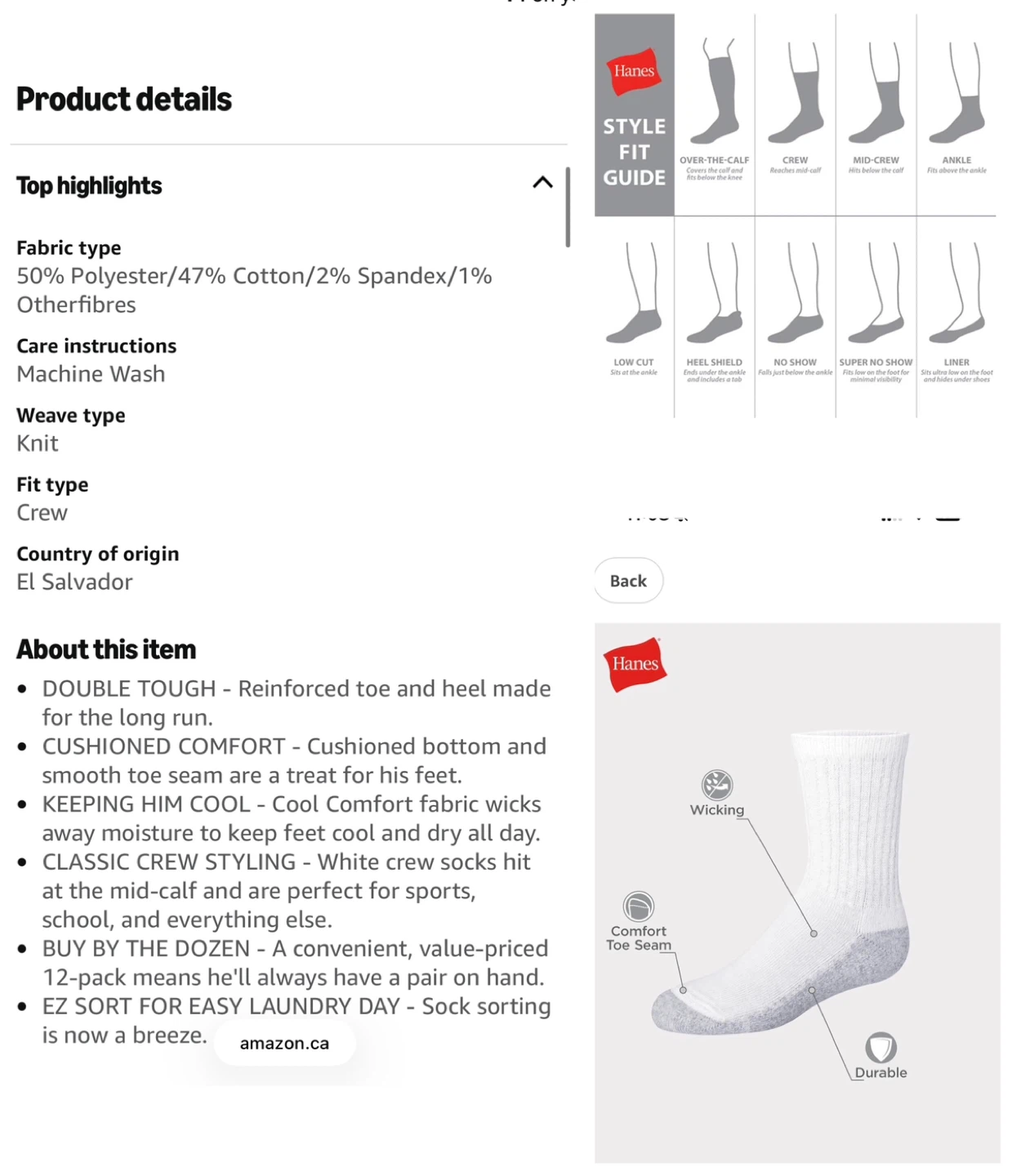 Hanes White Crew Socks - 4 Pair - photo 4