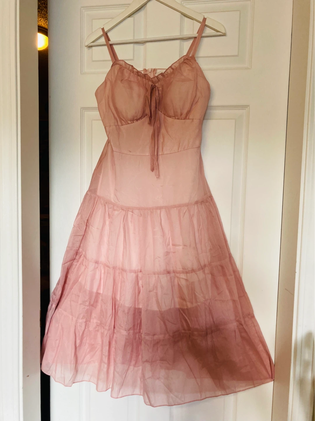 Pink tiered sundress and red dress